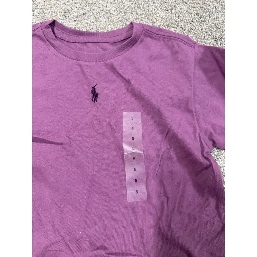 Ralph Lauren Girl's Mauve Tee and Tan Shorts Set